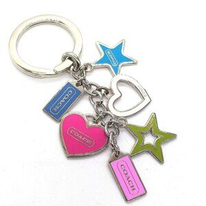 Vintage COACH Hearts and Stars Multi Keychain Fob Purse Charm #FS1628